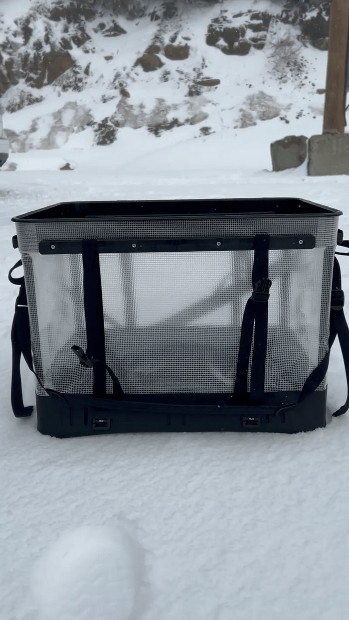 Packing the RUX 70L Clear for skiing. 